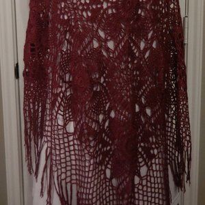 Maroon Handmade shawl (wrap). One of the kind. Huge